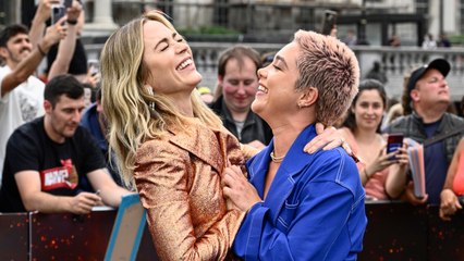 Florence Pugh Narrowly Saved Emily Blunt From a Major Wardrobe Malfunction During ‘Oppenheimer’’s U.K. Premiere
