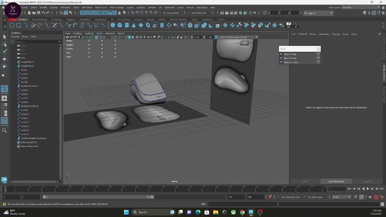 Autodesk Maya Lecture 4 - Unleashing Creativity with Maya's Birail Tool | Hastar Creations