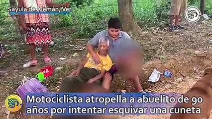 Motociclista atropella a abuelito de 90 años por intentar esquivar una cuneta