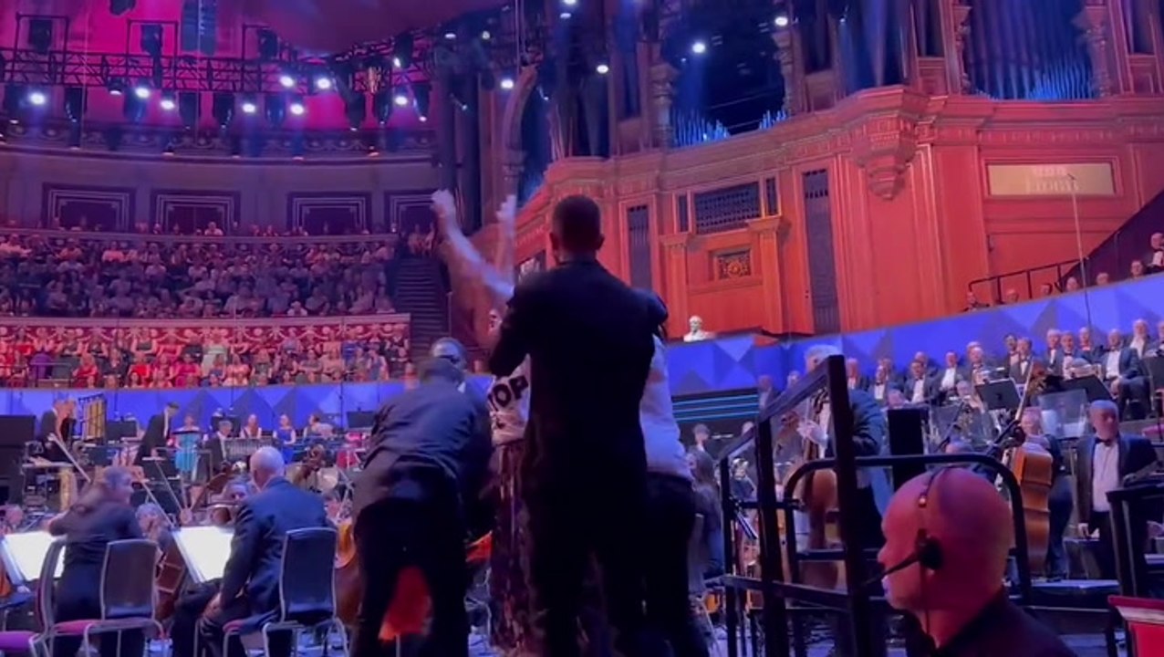 Just Stop Oil protesters rush stage at the Royal Albert Hall on opening night of the proms
