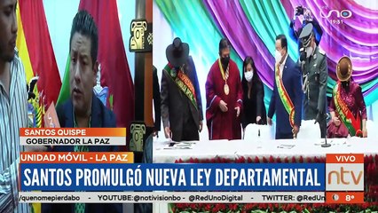 Gobernador de La Paz, promulga ley para que Gobernación lidere actos cívicos