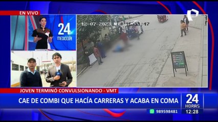 VMT: joven sale disparado de combi que hacía carreras y acaba en coma