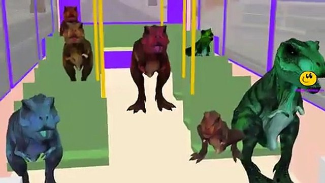 Wheels On The Bus Go Round And Round Children Nursery Rhymes Dinosaurs Cartoons