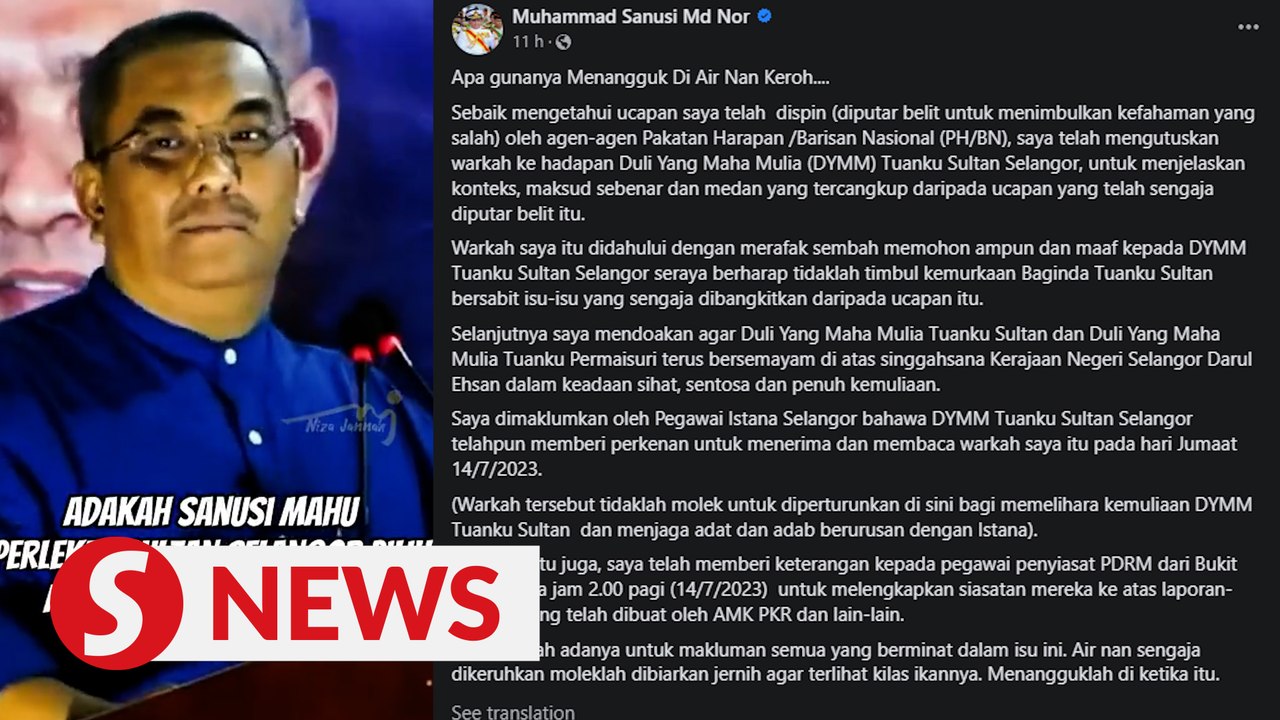 Sanusi apologises to Selangor Ruler