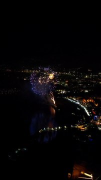Lo spettacolo dei fuochi d'artificio del festino di Palermo visti dal cielo