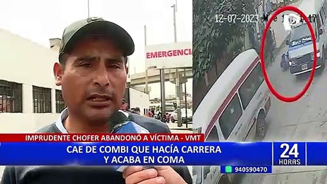 VMT: buscan a conductor de combi desde donde salió disparado un joven y terminó en coma