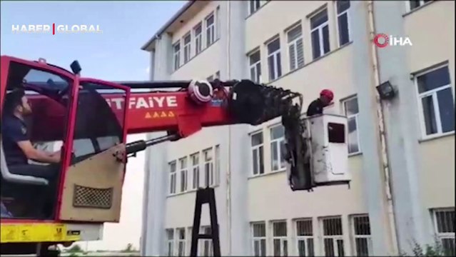 Sivas'ta kaydedildi... Yardım çırpınışı ekipleri alarma geçirdi! Ayağı ipe dolanan karga böyle kurtarıldı