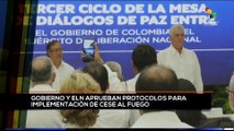 teleSUR Noticias 15:30 15-07: Gobierno de Colombia y ELN aprueban protocolos de cese al fuego bilateral