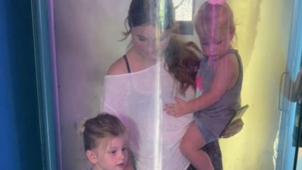 Sisters take their turn inside the hurricane simulation chamber *Hilarious Reaction*