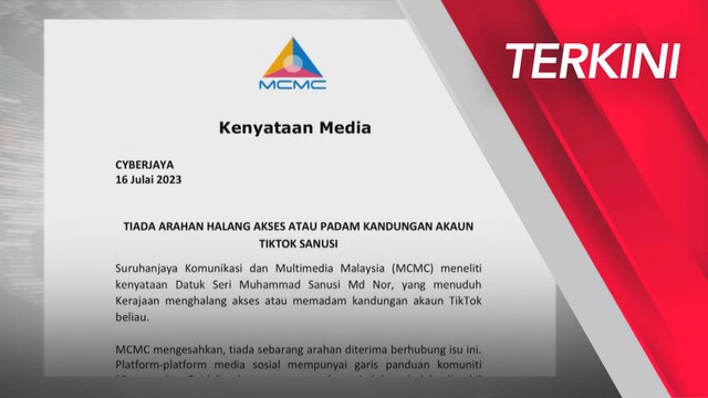 MCMC nafi halang akses, padam kandungan TikTok Sanusi