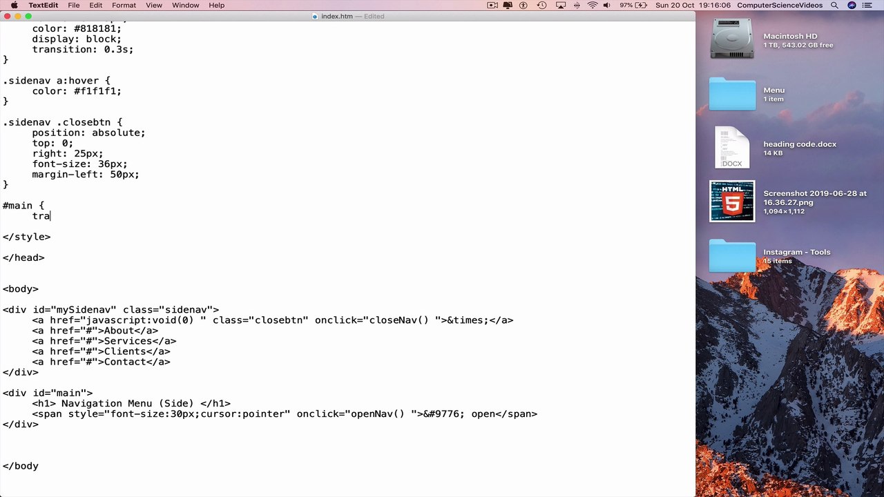How to CODE an Off-Canvas Menu using HTML5, CSS3 & JavaScript | New