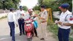 Traffic police in action by checking at different intersection of city