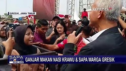 Safari Politik ke Kota Gresik, Ganjar Pranowo Makan Nasi Krawu Bareng Warga!