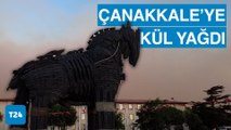 Çanakkale orman yangınının dumanlarıyla kaplandı; şehre kül yağdı