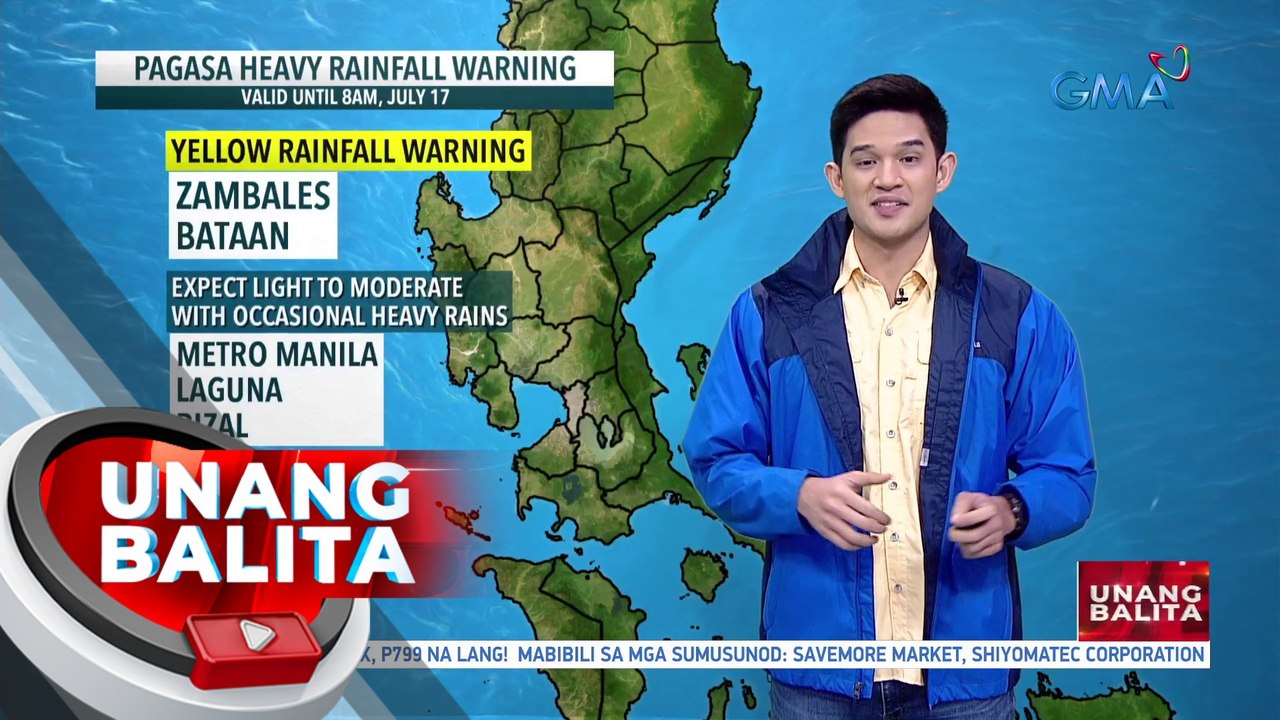 Yellow rainfall warning, nakataas ngayon sa ilang bahagi ng Central Luzon; Pag-uulan, epekto pa rin ng hanging Habagat na pinalalakas ng Severe Tropical Storm "Talim" - Weather update today as of 7:11 a.m. (July 17, 2023)| UB