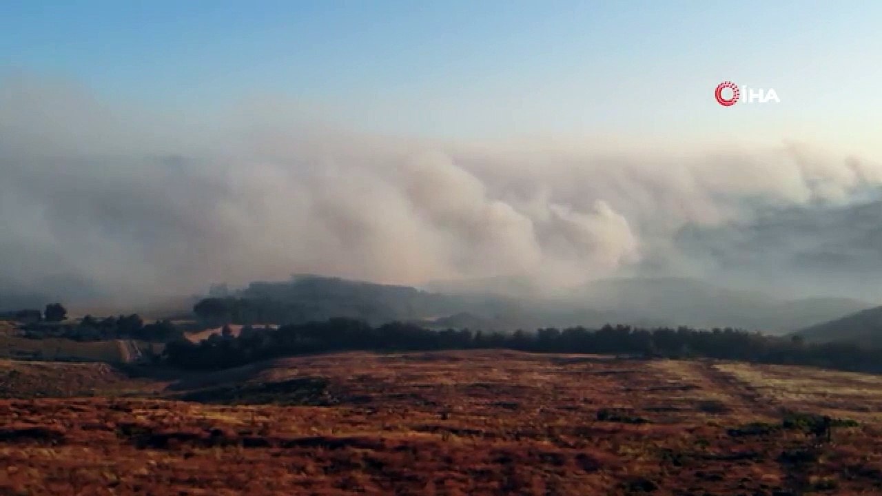 Çanakkale'deki orman yangını dron ile havadan görüntülendi