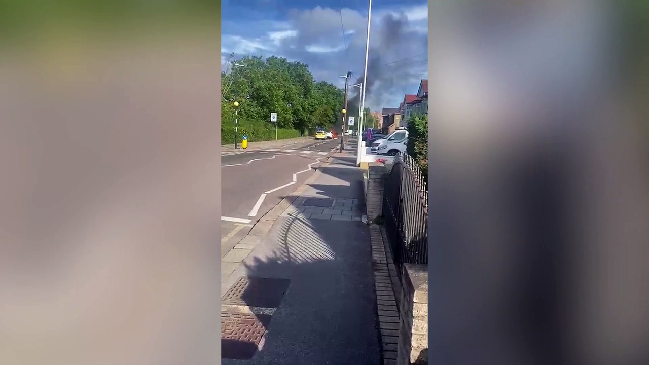 Tesla on fire in Ilford
