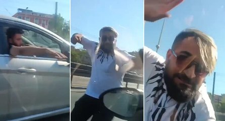 Trafikte hamile kadının bulunduğu otomobili yumrukladı