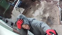 Burglar caught red-handed after showing his face to camera while trying to smash a Ring doorbell