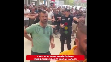 İzmir’de kamyonculardan akaryakıt zammı protestosu