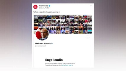 Mehmet Şimşek, Twitter'da Vatan Partisi'nin engelini kaldırdı
