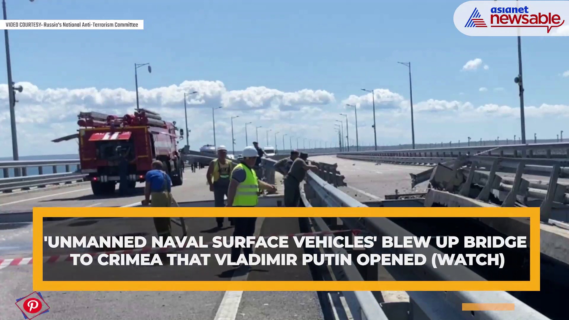 'Unmanned naval surface vehicles' blew up bridge to Crimea that Vladimir Putin opened (WATCH)