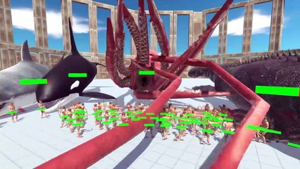 50x Archers vs Giant Aquatics All Unit x10 HP - ARBS TV   Animal Revolt Battle Simulator