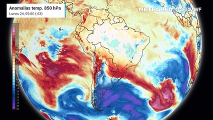 Anomalía de temperatura en 850 hPa