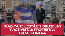 Díaz-Canel está en Bruselas y activistas protestan en su contra