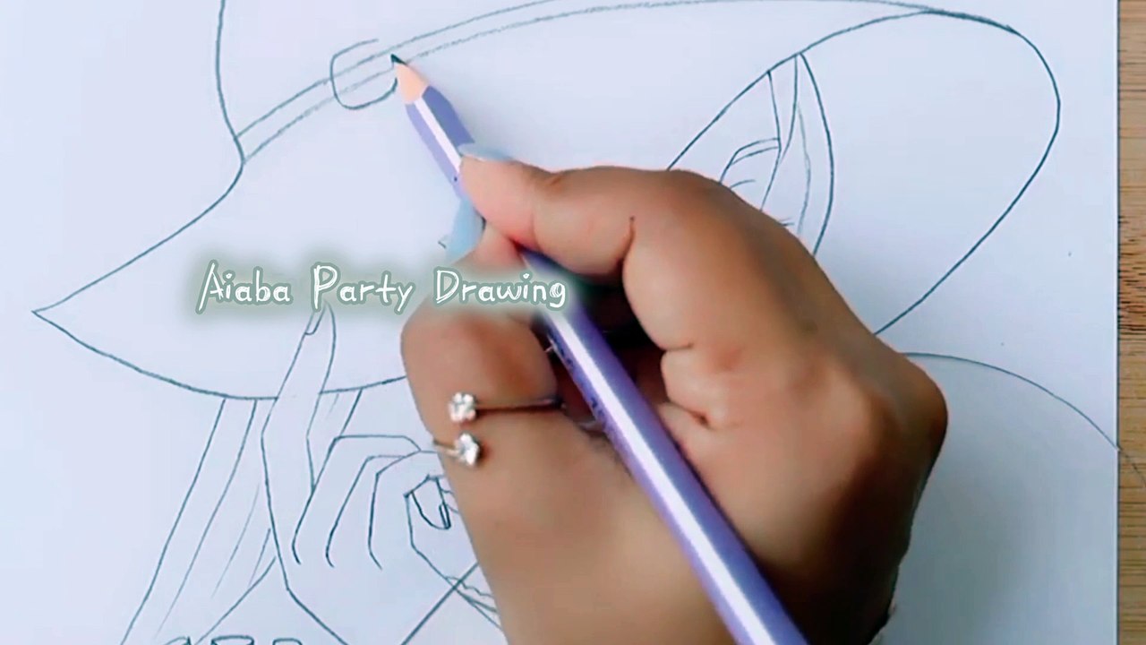 How to draw a girl wearing hat