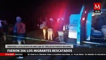 Rescatan a 206 migrantes abandonados dentro de una caja de tráiler en Veracruz