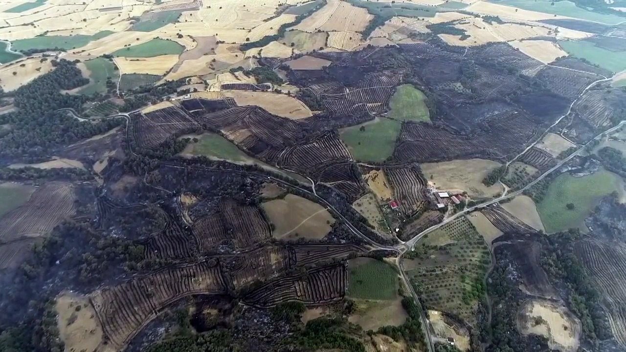 Çanakkale'deki Orman Yangını Dron İle Görüntülendi