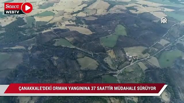 Çanakkale'deki orman yangınına 37 saattir müdahale sürüyor