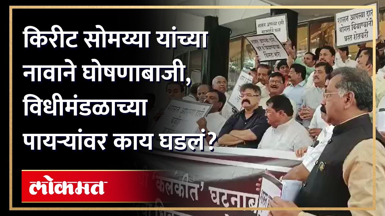 किरीट सोमय्या यांच्या नावाने घोषणाबाजी, विधीमंडळाच्या पायऱ्यांवर काय घडलं? | Kirit Somaiya | Video