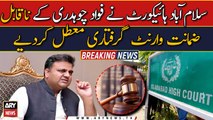 IHC suspends non-bailable arrest warrant issued for Fawad Chaudhry