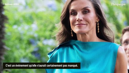 Download Video: PHOTOS Letizia d'Espagne, bras nus et ultra-musclés : elle illumine dans une robe bleu roi