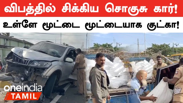 கோவை சுந்தராபுரம் அருகே விபத்தில் சிக்கிய காரில் இருந்து மூட்டை மூட்டையாக குட்கா பறிமுதல்