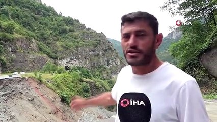 Heyelan nedeniyle kapanan Karadeniz-Akdeniz yolu havadan görüntülendi