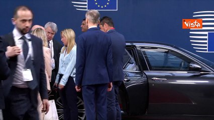 Meloni arriva al vertice Ue-Celac all'Europa Building di Bruxelles