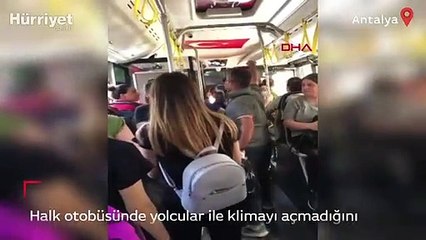 Halk otobüsünde klima tartışması kamerada