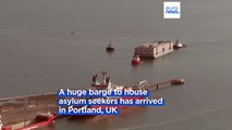 Asylum seeker accommodation barge arrives as UK passes controversial migration bill