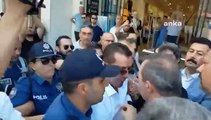 Bursa'da AKP İl Başkanlığı'nın önüne boş benzin bidonu bırakmak isteyen İYİ Partili Milletvekili'ne polis engeli