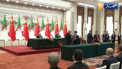 رئيس الجمهورية يشرف على مراسم التوقيع على 19 إتفاقية ومذكرة تفاهم مع الصين