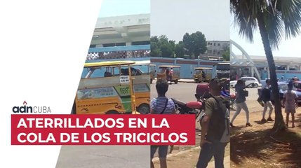 Aterrillados en la cola de los triciclos