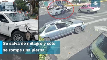 Motociclista sale volando en un accidente más en el cruce de la muerte