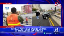 Municipio de Miraflores se pronuncia por poste caído que bloqueaba rampa de Vía Expresa