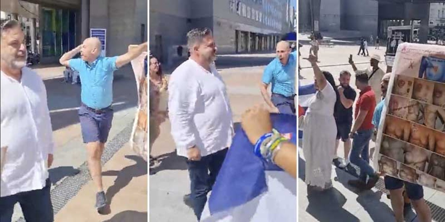 Magistral escrache de los exiliados cubanos al eurodiputado Manu Pineda (Sumar) en Bruselas: “¡Asesinos!”
