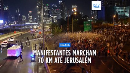 Manifestantes israelitas marcham 70 km até ao Parlamento em Jerusalém