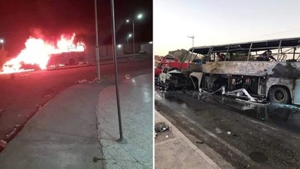 Cezayir'de yolcu otobüsü otomobille çarpıştı! 34 kişi yanarak can verdi, 12 kişi yaralandı