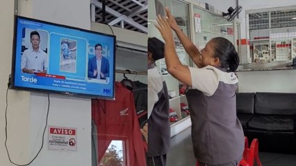 Mãe viraliza após chorar assistindo estreia do filho na televisão